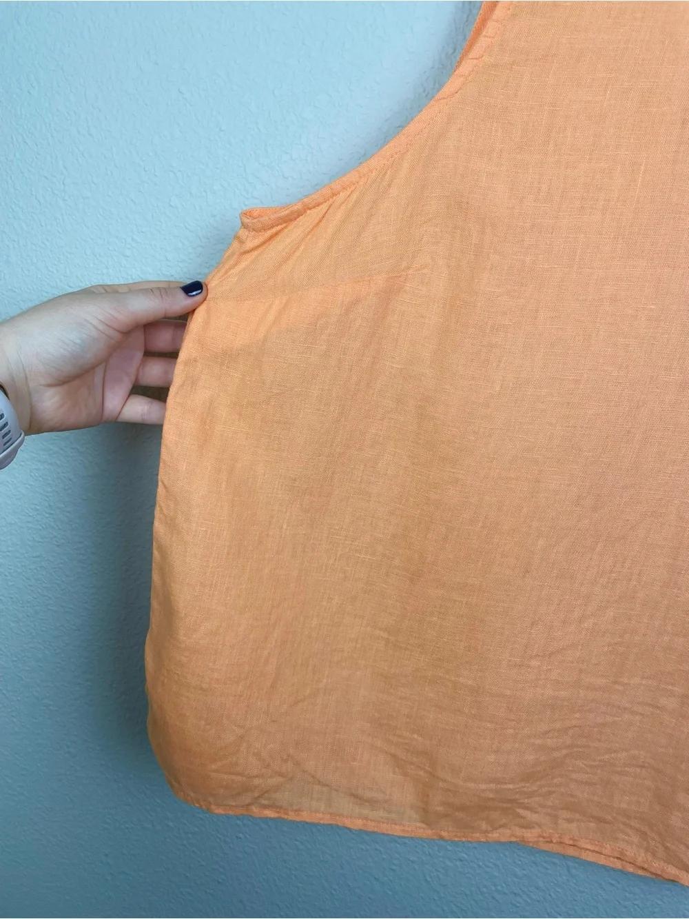 J.Crew Women's XL Fleur Top 100% Linen Ruffle Collar Orange Creamsicle Tank